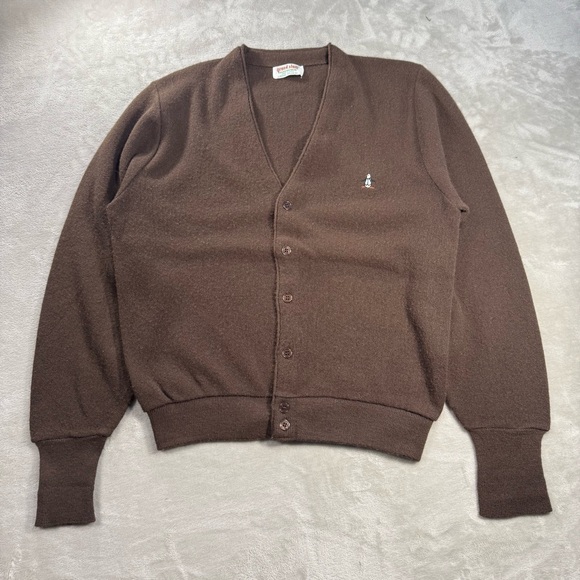 Vintage Munsingwear Grand Slam Cardigan Sweater Men's Sz L USA Made with Penguin - Picture 1 of 7